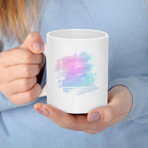 Pastel Brushstroke White Ceramic Mug